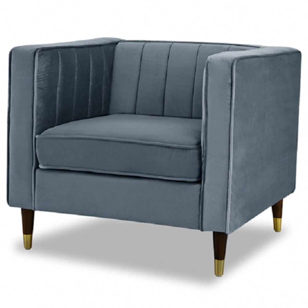 Home Detail Thomas Grey Velvet Sofa Chair Image 2