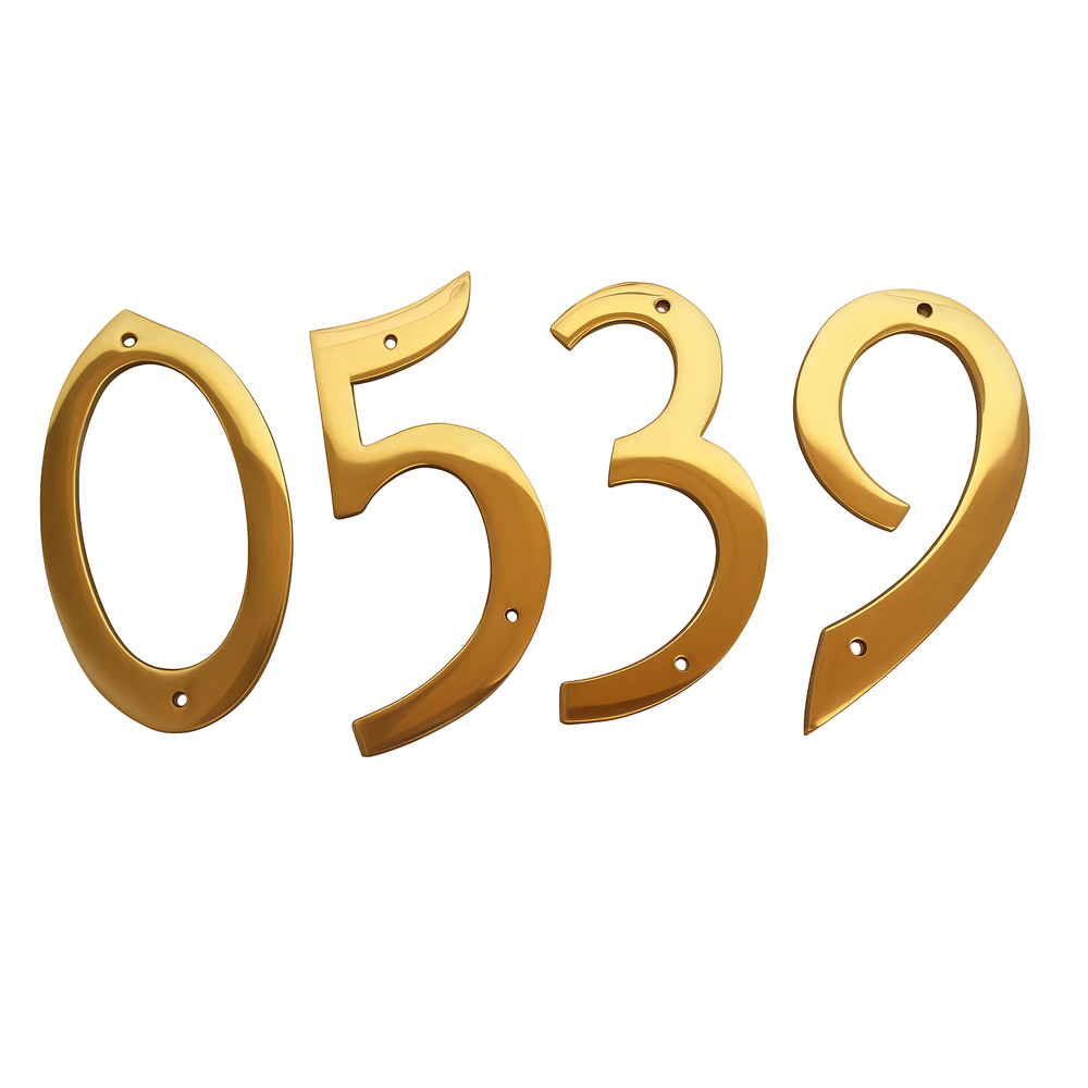 Golden Grace Italic Design Brass Finish Door Numerals No 3 112mm Image 1