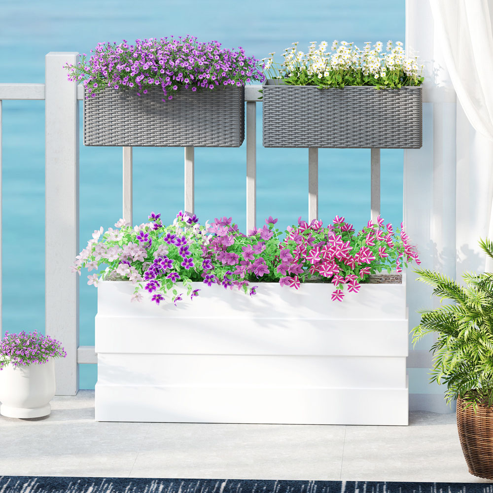 Outsunny Grey Rattan Look Hanging Flower Box 50cm 2 Pack Image 2