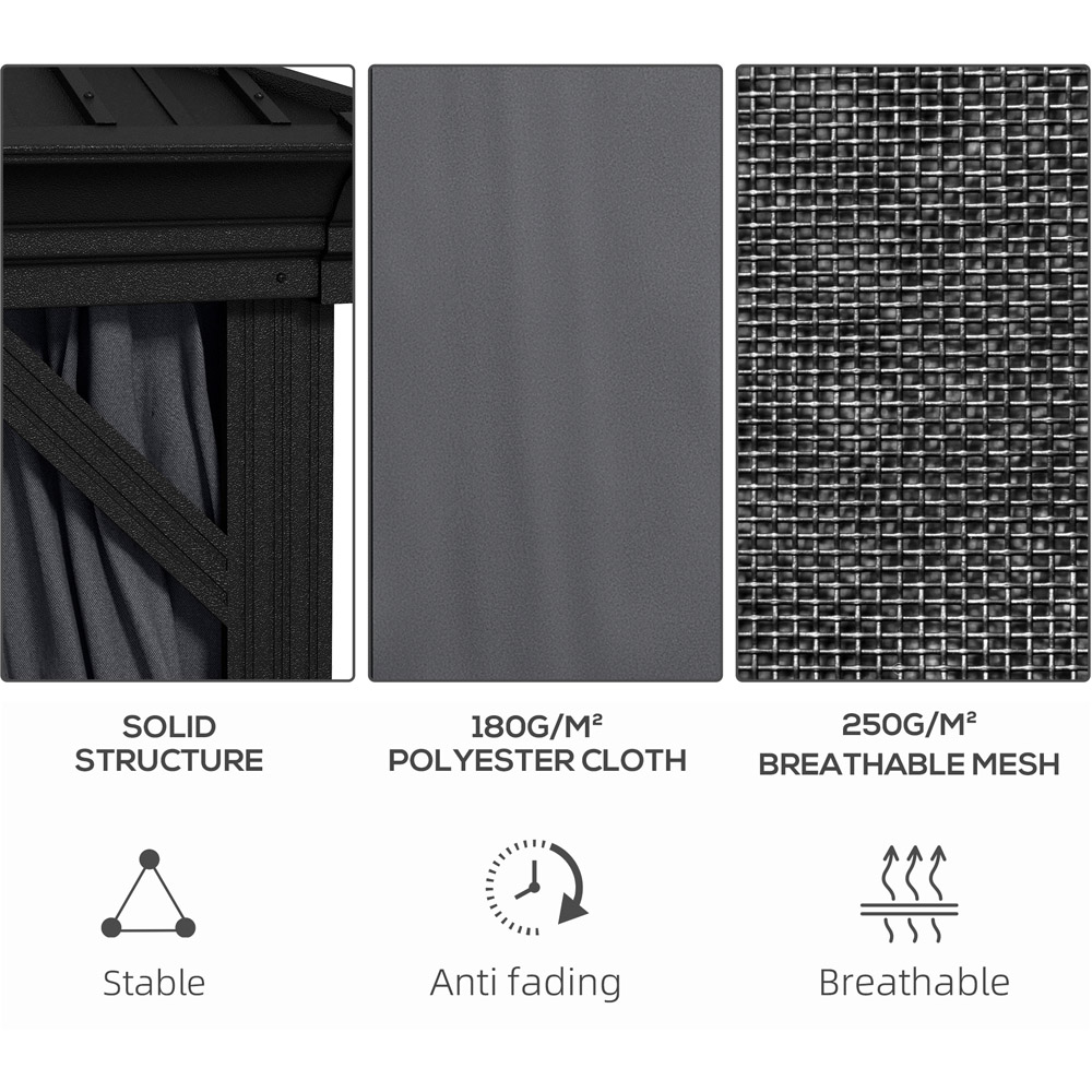 Outsunny 3 x 3.7m Dark Grey 2 Tire Aluminium Gazebo Image 5