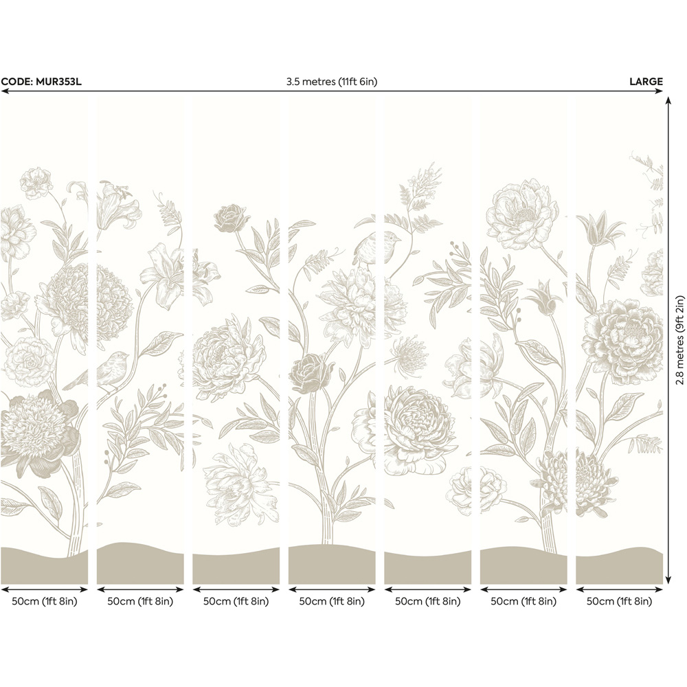 Origin Murals Jacobean Rose Trail Multi Wall Mural Image 3