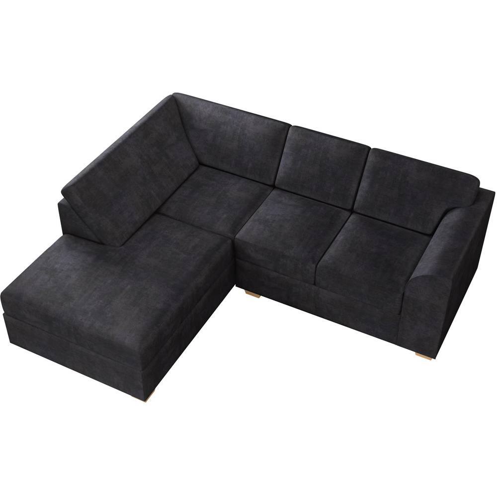 Modo 3 Seater Ebony Plush Velvet Left Hand Fixed Back L-Shape Corner Sofa Image 3