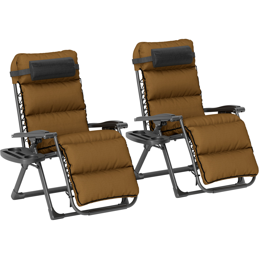 Outsunny Brown Zero Gravity Reclining Folding Sun Lounger Set of 2 Image 2