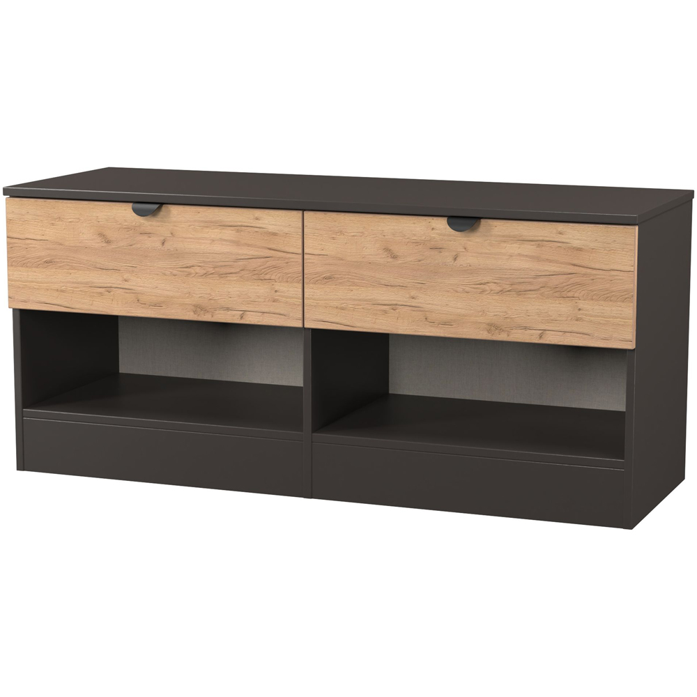 Crowndale Bora 2 Drawer 2 Shelf Gold Oak and Graphite Storage Unit Image 4