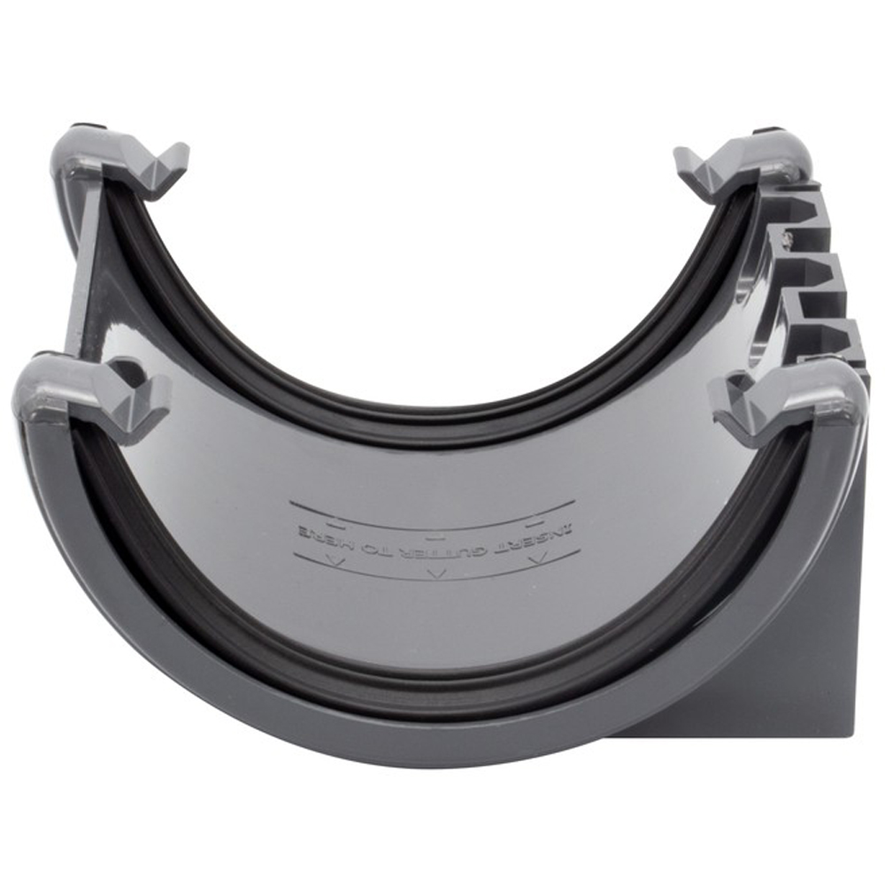 FloPlast Half Round Gutter Union Bracket Anthracite Grey 112mm Image 3