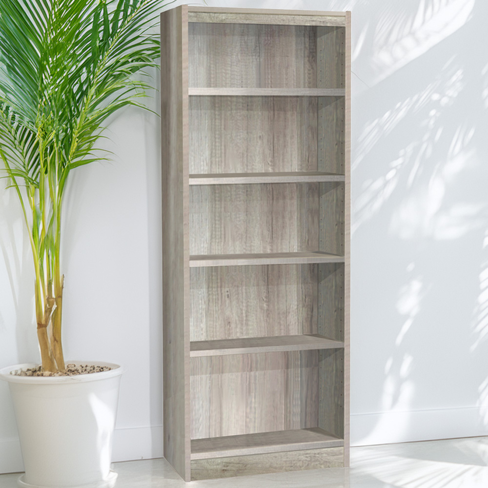 R White Cabinets 5 Shelf Grey Wide Tall Bookcase Image 1