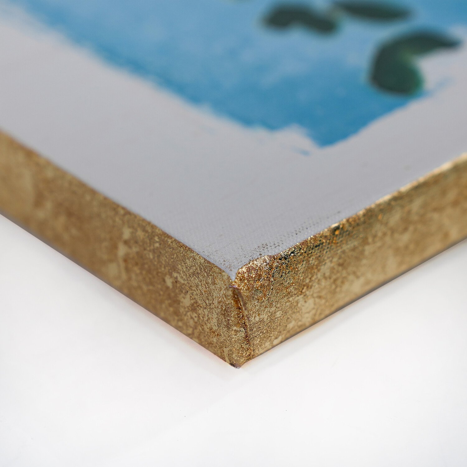 Kathryn White Gold Edged Potted Plant Canvas Blue Image 3