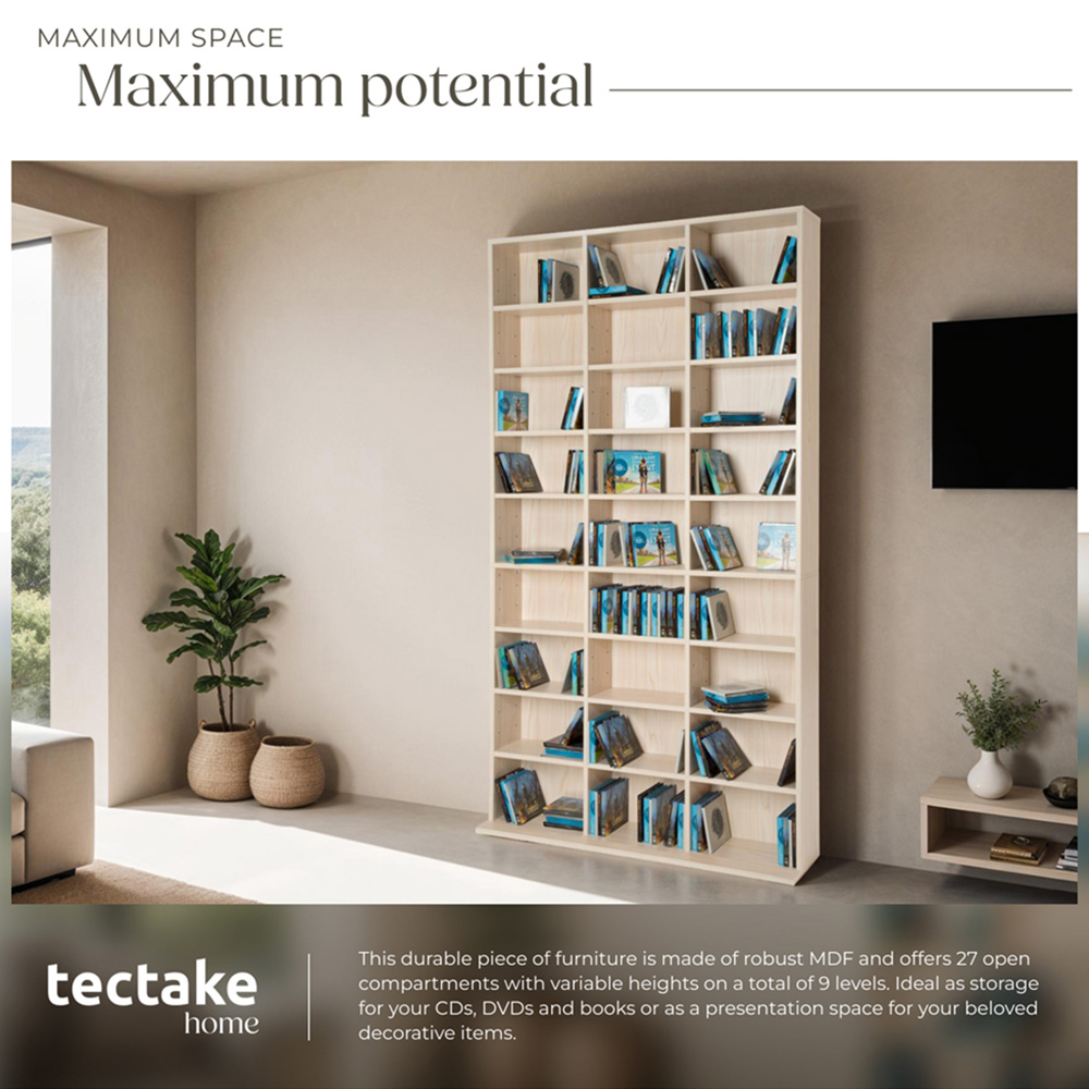 tectake Christel 27 Shelf Beech CD Shelf Image 4