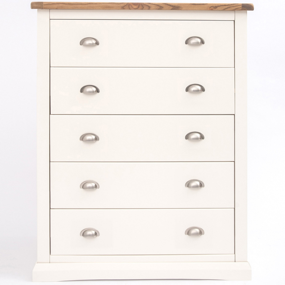 Cabinet Bits Cosenza 5 Drawer White Chrome Cup Handle Chest of Drawers Image 2