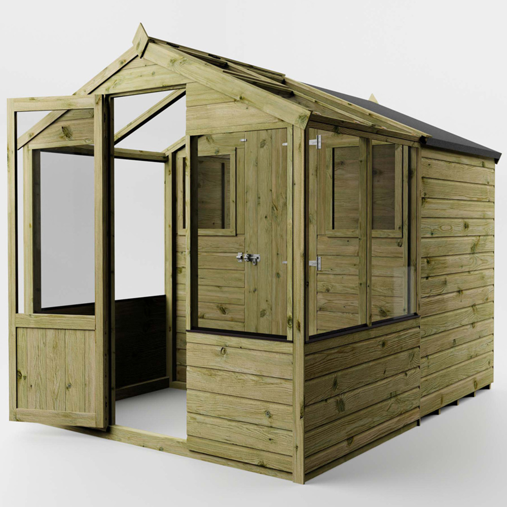 Mercia Wooden 8 x 6ft Traditional Apex Greenhouse Combi Shed Image 5