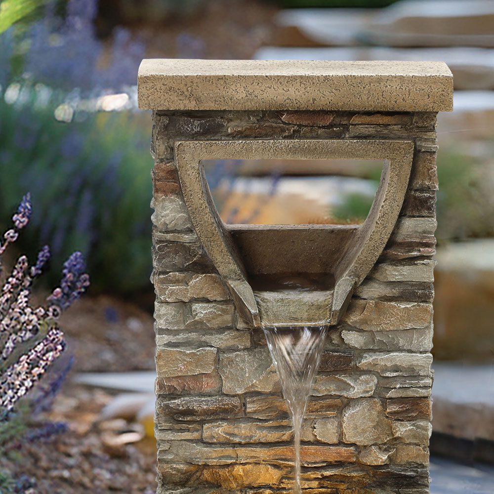 Charles Bentley Hybrid Stone Wall Effect Water Feature with LED Light Image 6