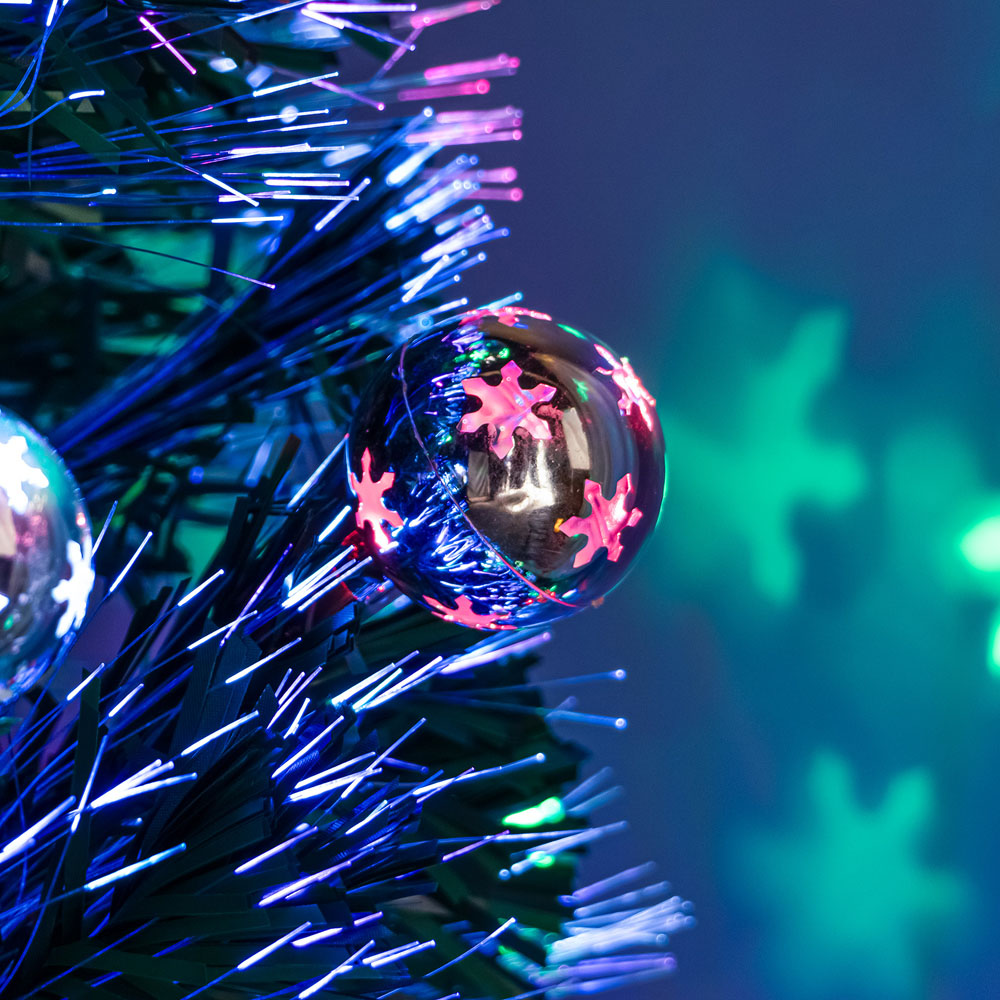 The Christmas Centre Multicolour LED Green Fibre Optic Artificial Xmas Tree with Baubles 4ft Image 7