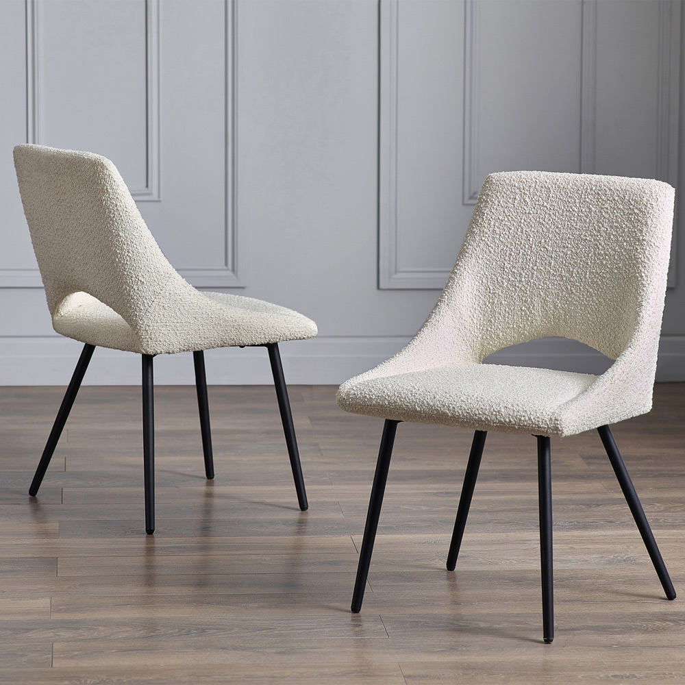 Julian Bowen Set of 2 Ivory Iris Boucle Dining Chairs Image 1