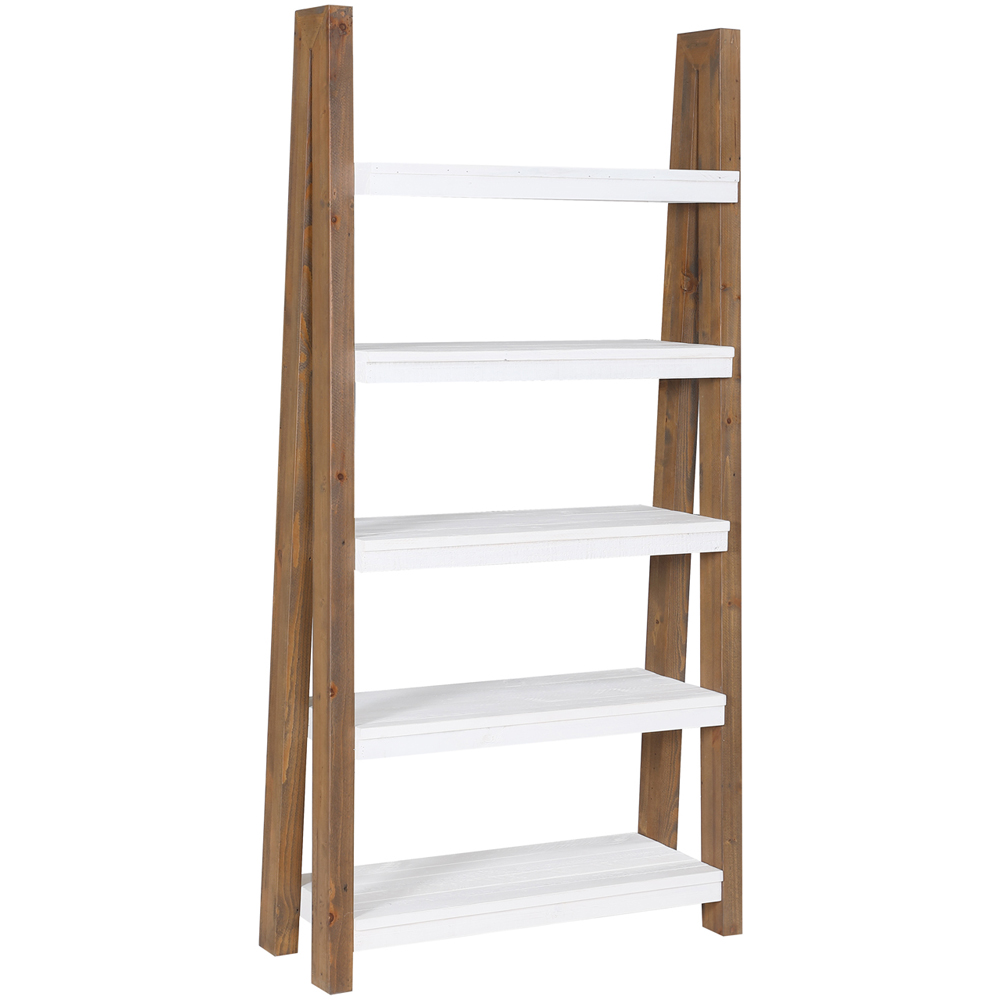 Baumhaus Trinity 5 Shelf White and Brown Large Open Bookcase Image 3