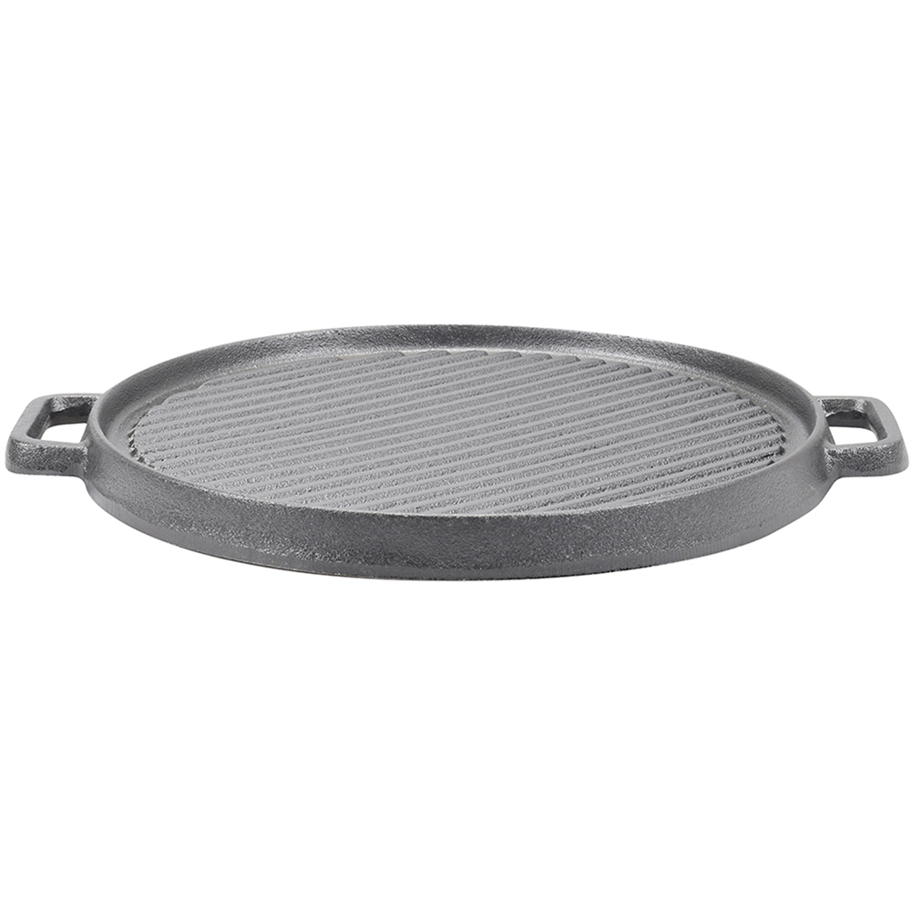Living and Home 36 x 30cm Pre-Seasoned Cast Iron Round BBQ Grill Pan Image 3
