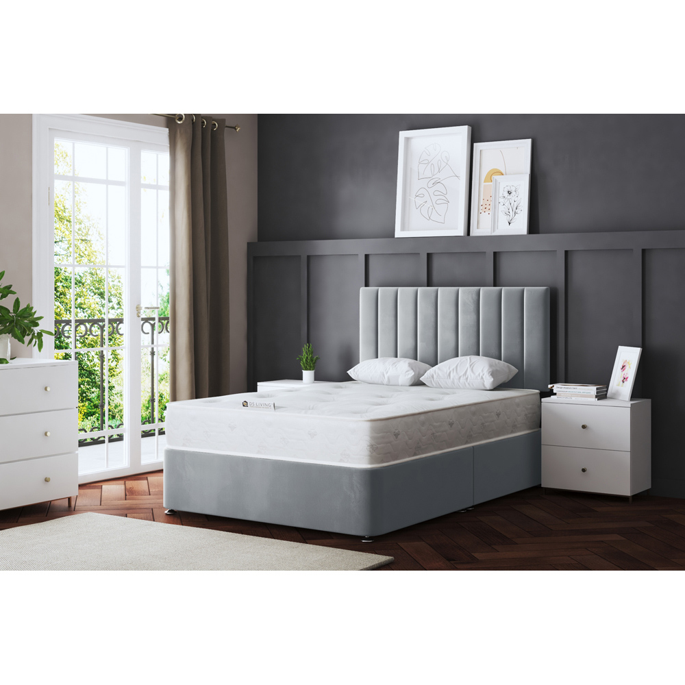 DS Living Amelia Single Silver Upholstered Panel Divan Bed Image 5