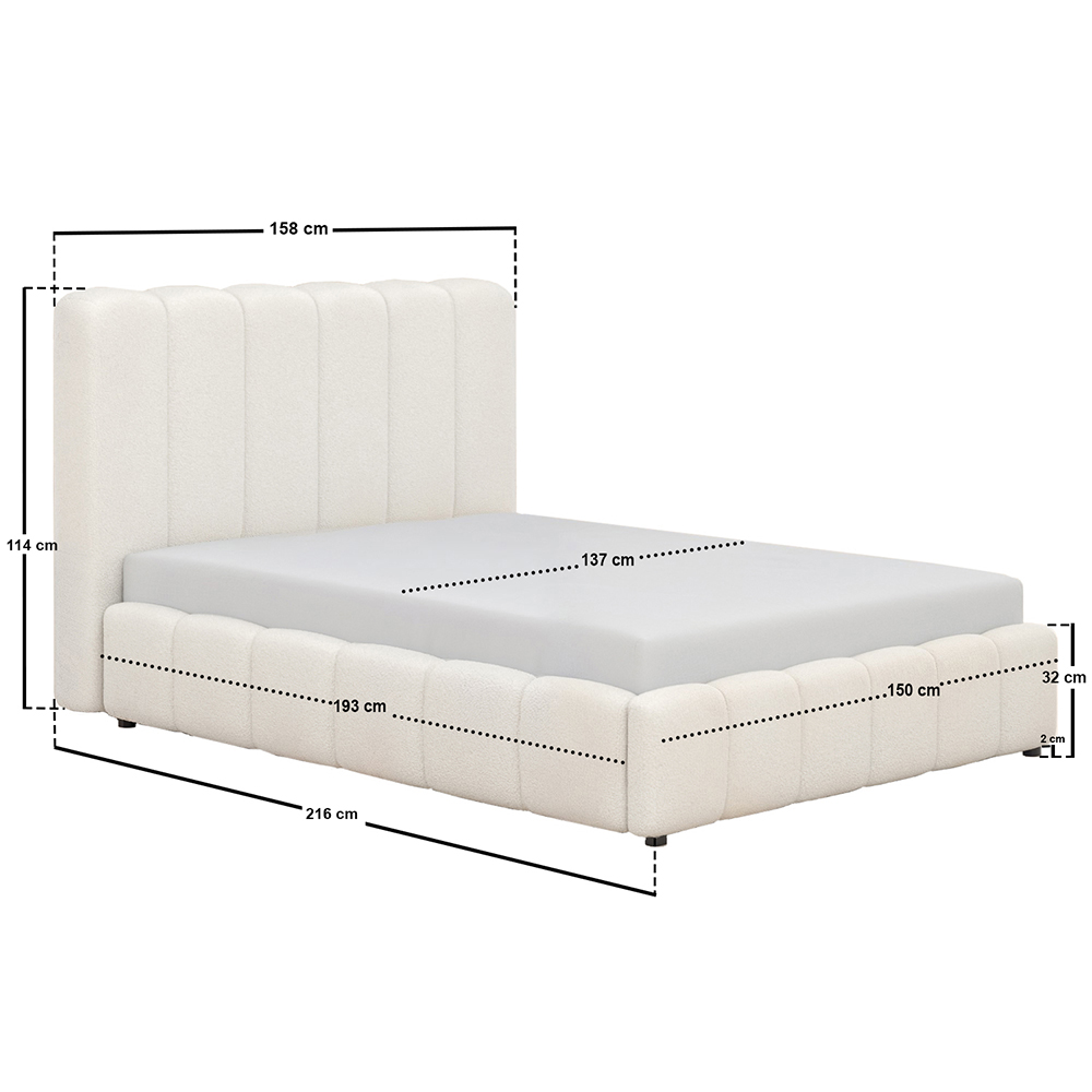 Solace+Co Emilie Double Boucle Ribbed Ottoman Bed Image 8