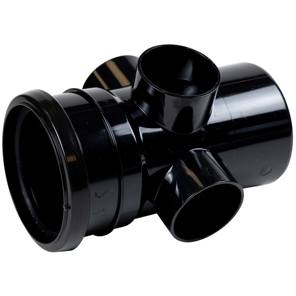 FloPlast Ring Seal Soil Boss Pipe Single Socket Black 110mm Image 6