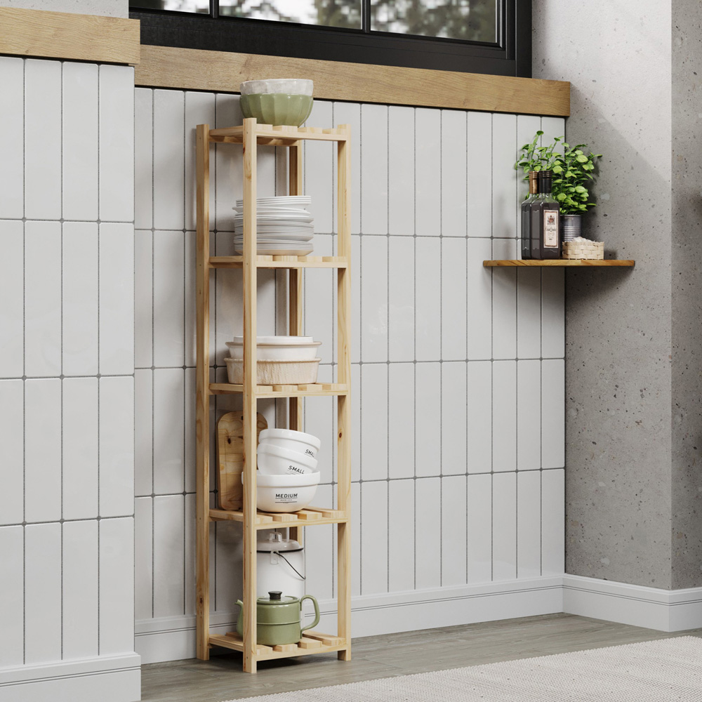Core Products 5 Shelf Narrow Slatted Storage Unit Image 3