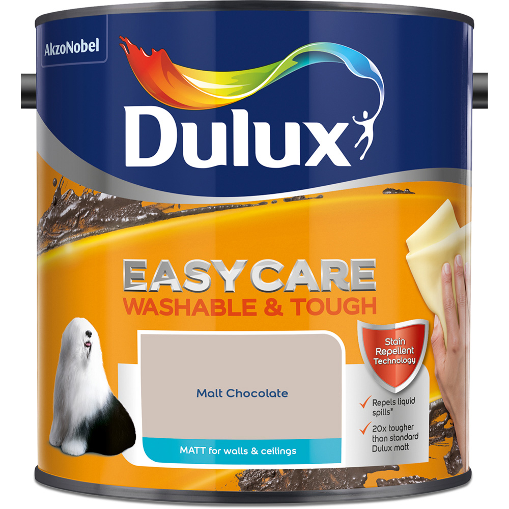 Dulux Easycare Malt Chocolate Washable and Tough Matt Emulsion Paint 2.5L Image 2