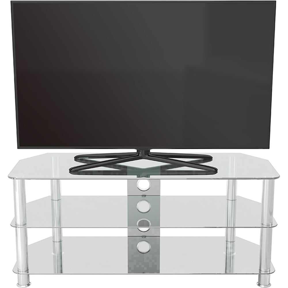 AVF Classic 3 Shelf Clear and Chrome Corner TV Stand Image 6