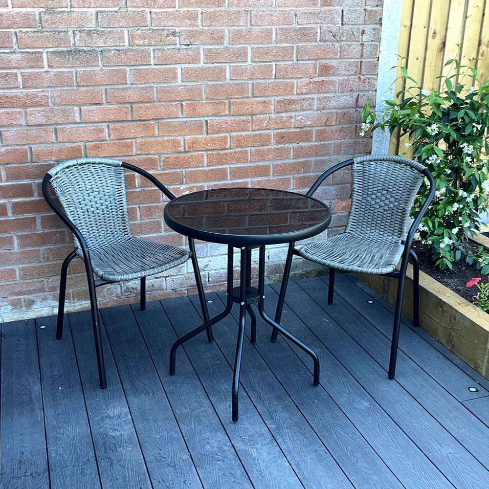 Outdoor Living The Bolero 2 Seater Modern Rattan Bistro Set Grey Image 7