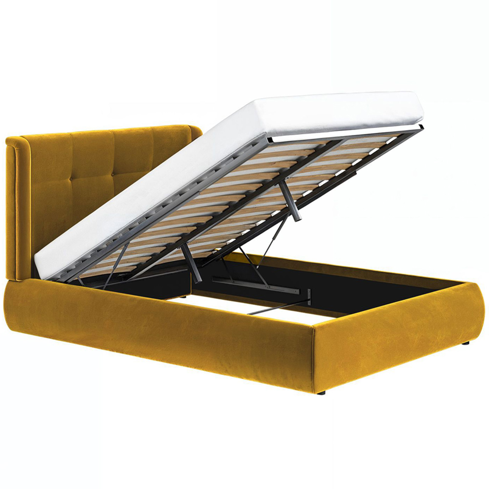 Solace+Co Monte King Size Gold Velvet Ottoman Bed with Winged Button Headboard Image 3