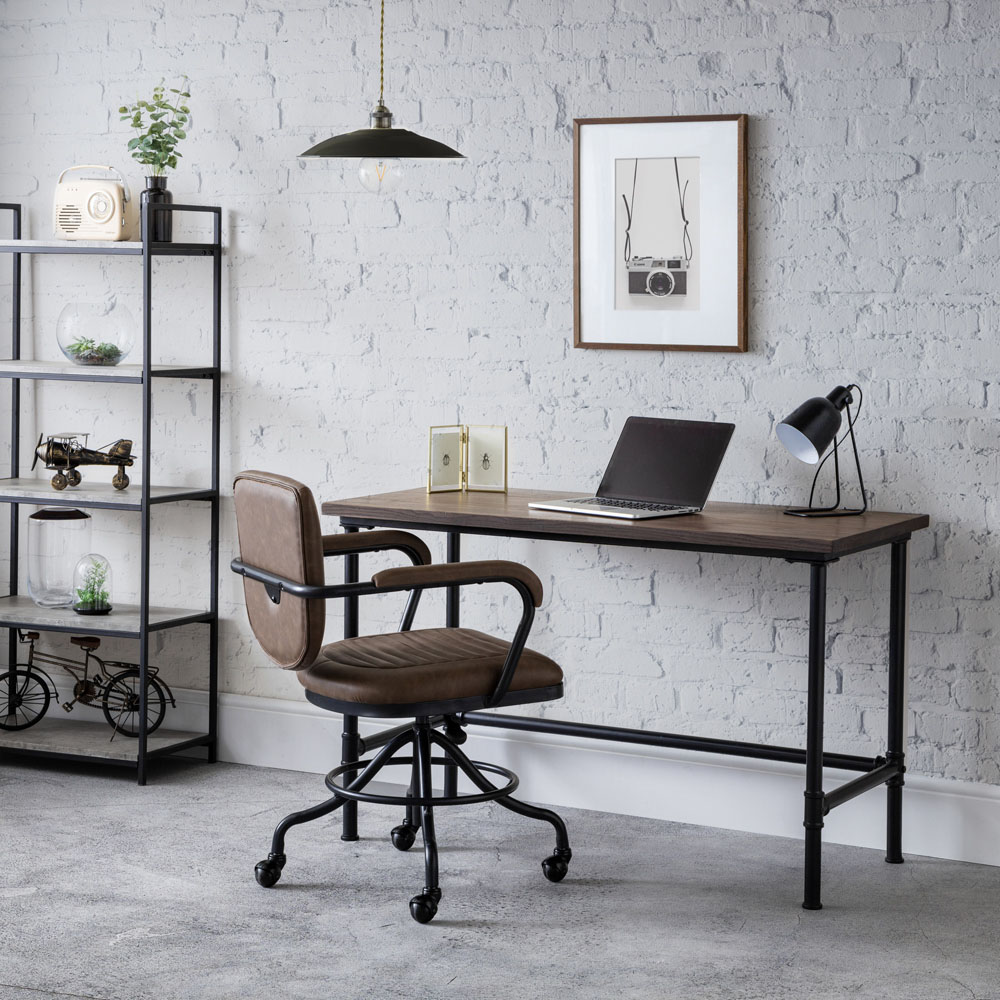 Julian Bowen Carnegie Pipe Desk Mocha and Black Image 7