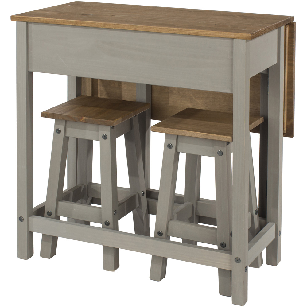 Corona 2 Seater Drop Leaf Breakfast Table Set Grey Image 4