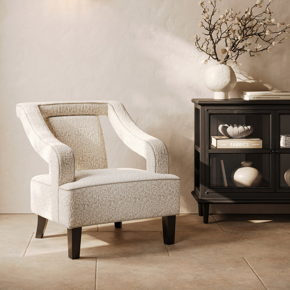 LPD Home Sofia Beige Textured Plush Armchair Image 7