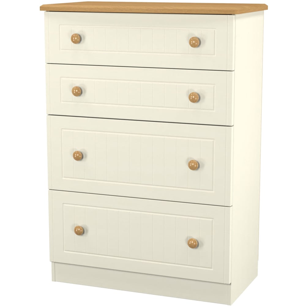 Crowndale Warwick 4 Drawer Cream Ash and Oak Deep Chest of Drawers Image 4