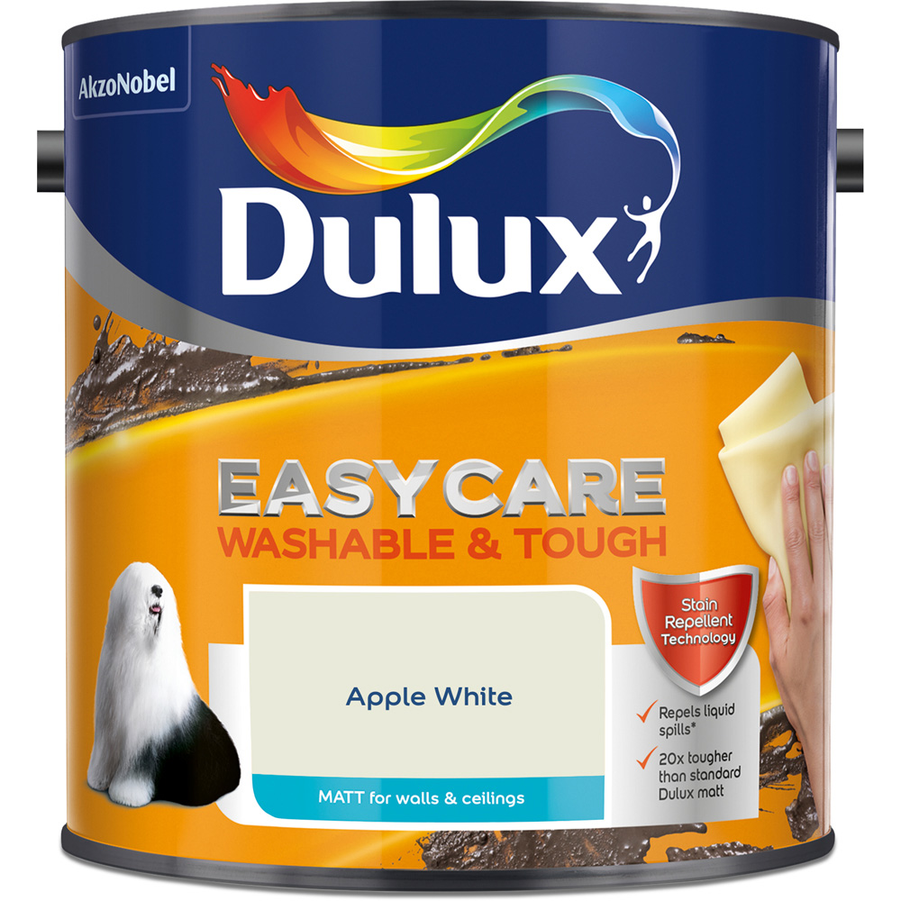 Dulux Easycare Apple White Washable and Tough Matt Emulsion Paint 2.5L Image 2