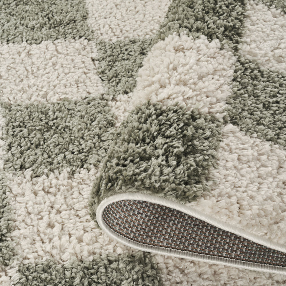 Desire Rugs Chester Sage Shaggy Checkered Rug 60 x 220cm Image 4