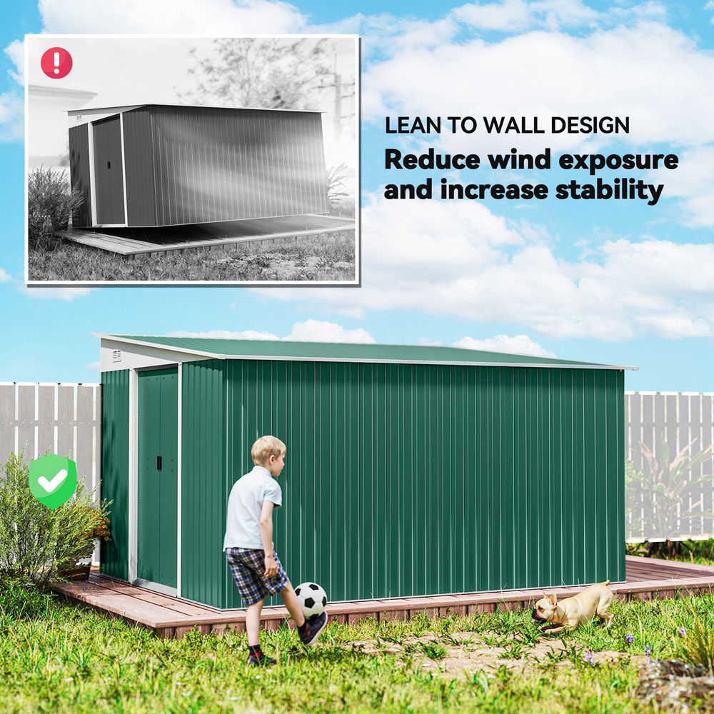 Outsunny 11 x 9ft Green Metal Pent Garden Shed Image 6