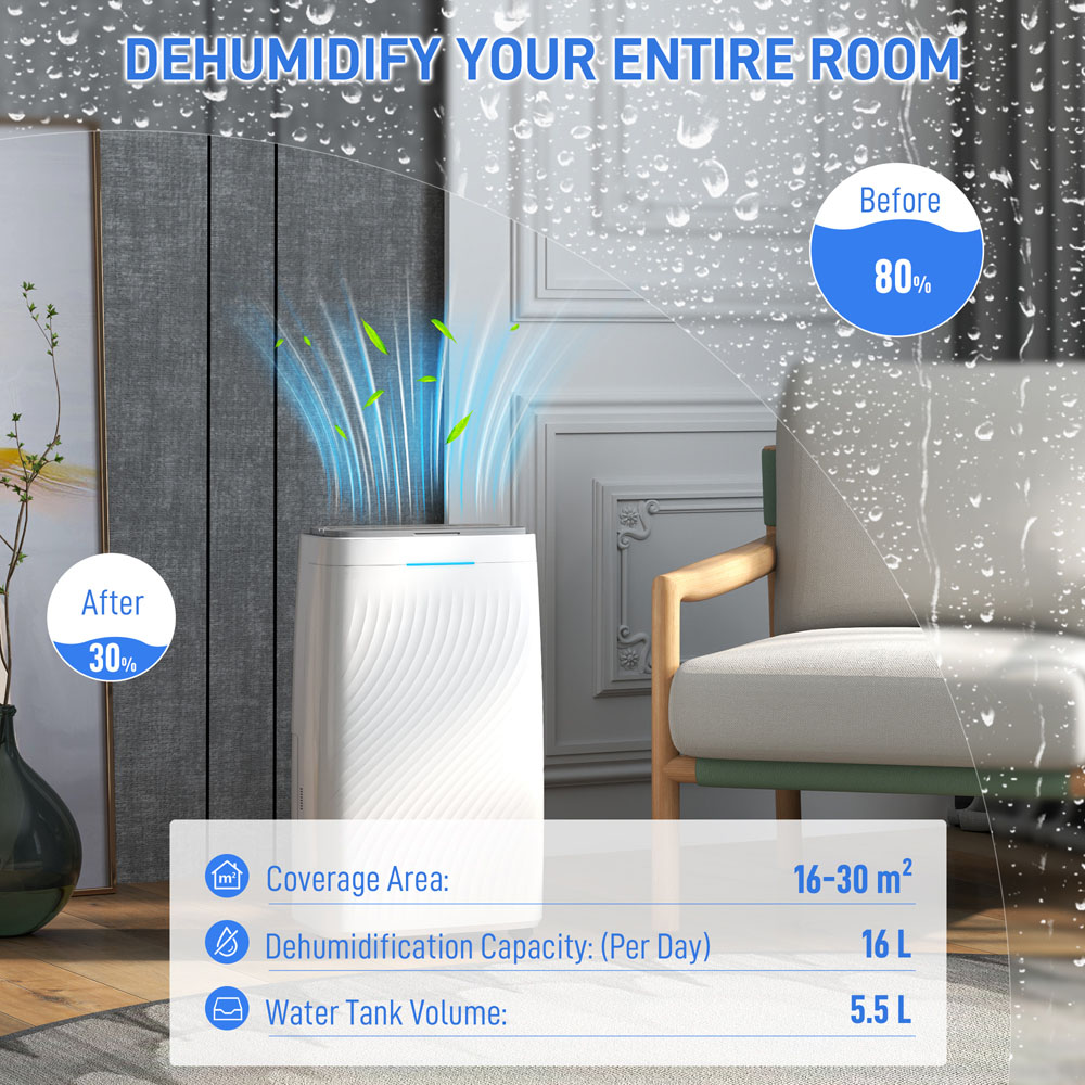 HOMCOM Dehumidifier with Filter and Timer 16L Image 4