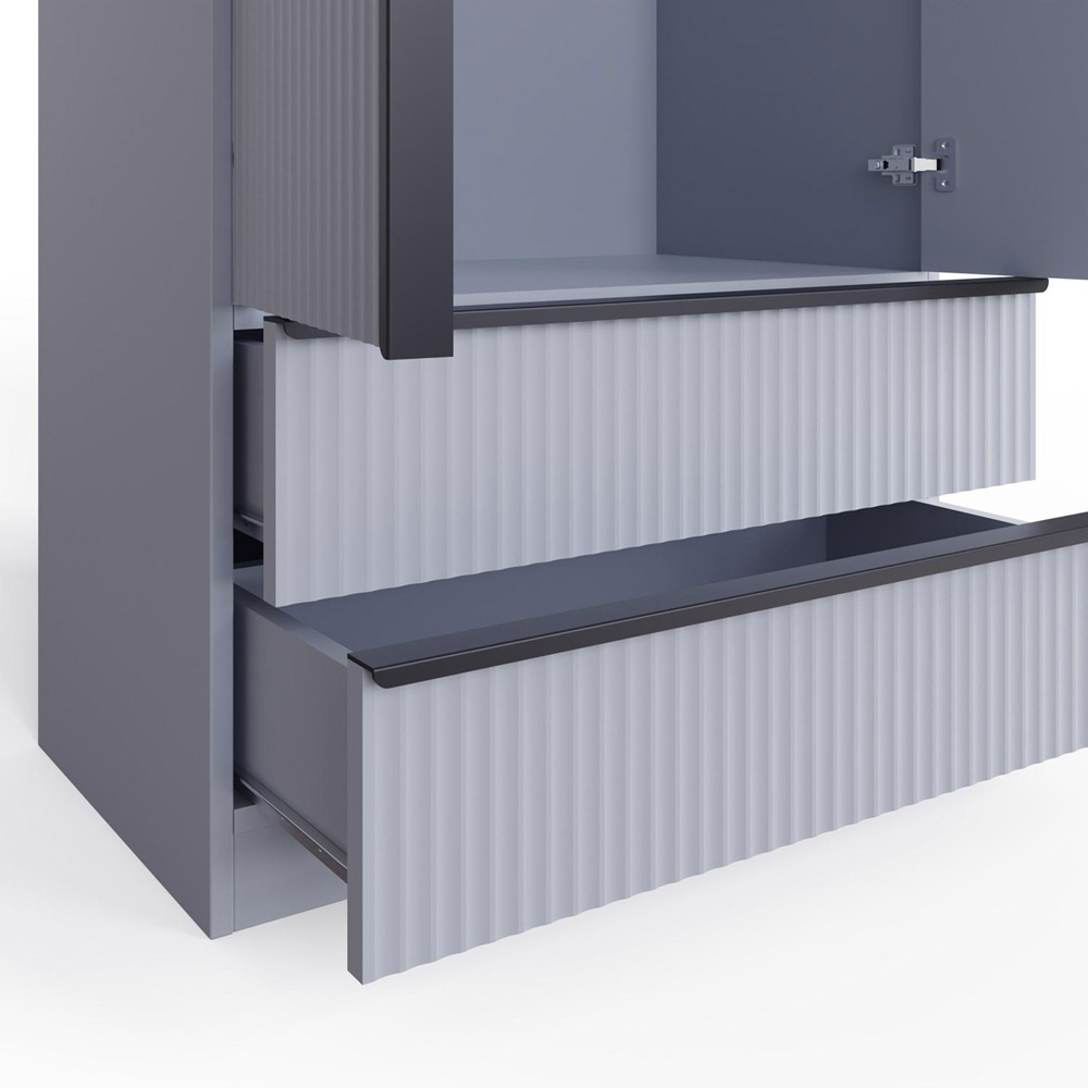 FWStyle Lania 2 Door 2 Drawer Dark Grey Scalloped Ripple Effect Combination Wardrobe Image 3