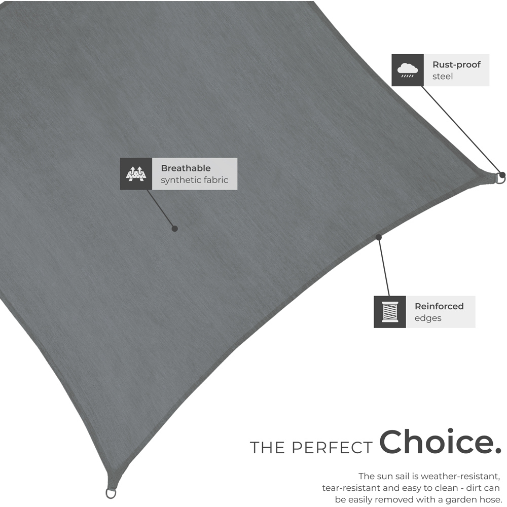 tectake Grey UV 50+ Rectangular Shade Sail 540cm Image 5