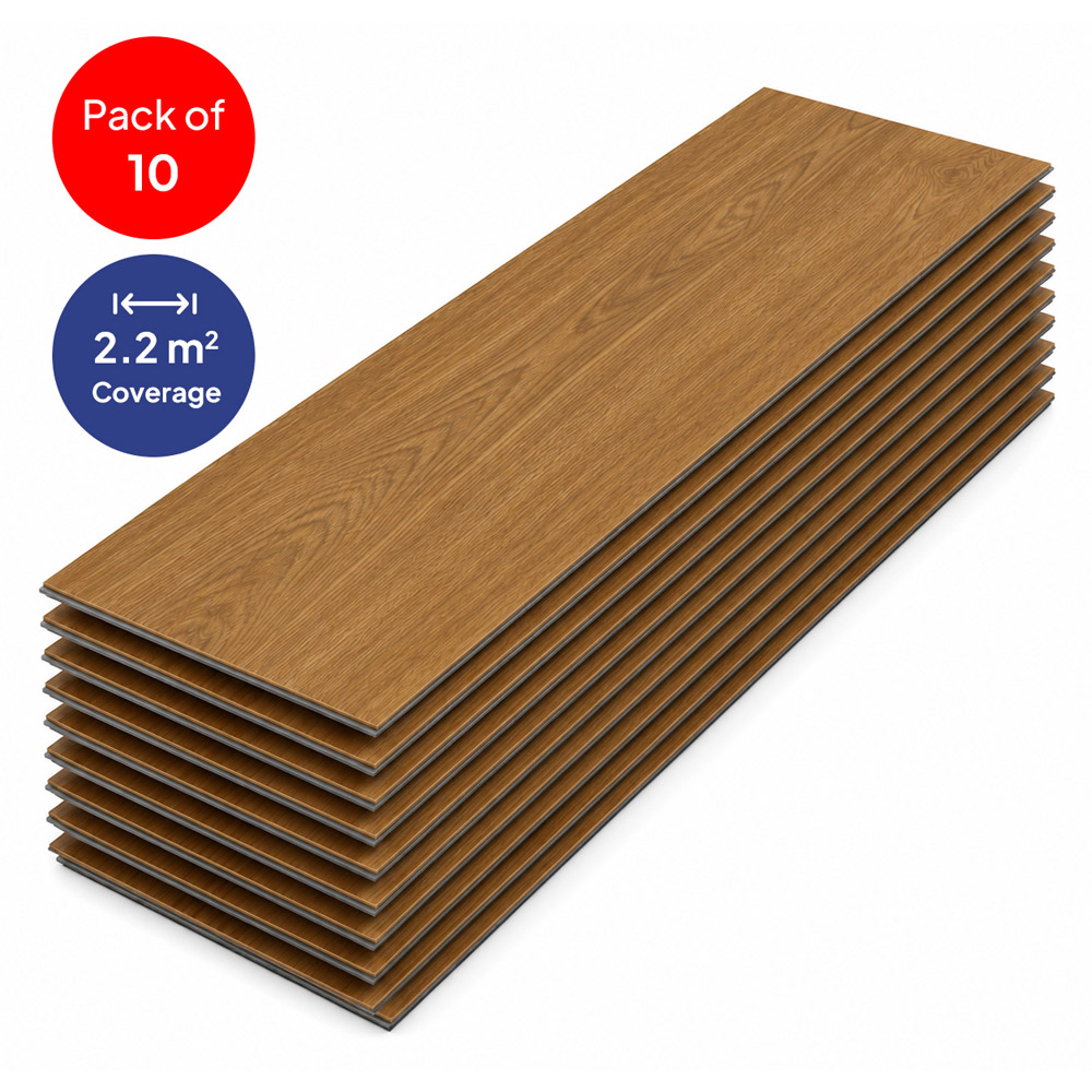Britwall English Oak Wood-Embossed SPC Vinyl Flooring 1220 x 181mm 10 Pack Image 3