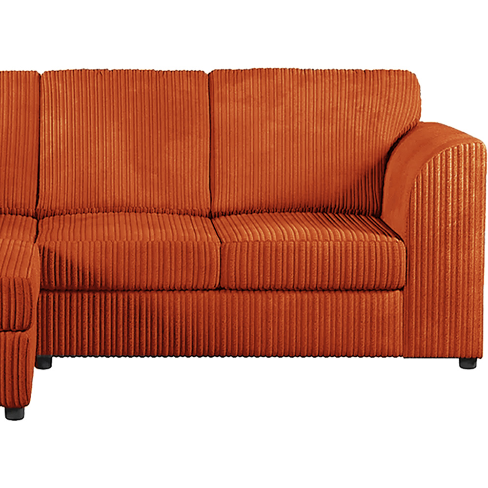 Luxor 4 Seater Orange Jumbo Cord Full Back Left Hand L Shape Corner Sofa Image 4