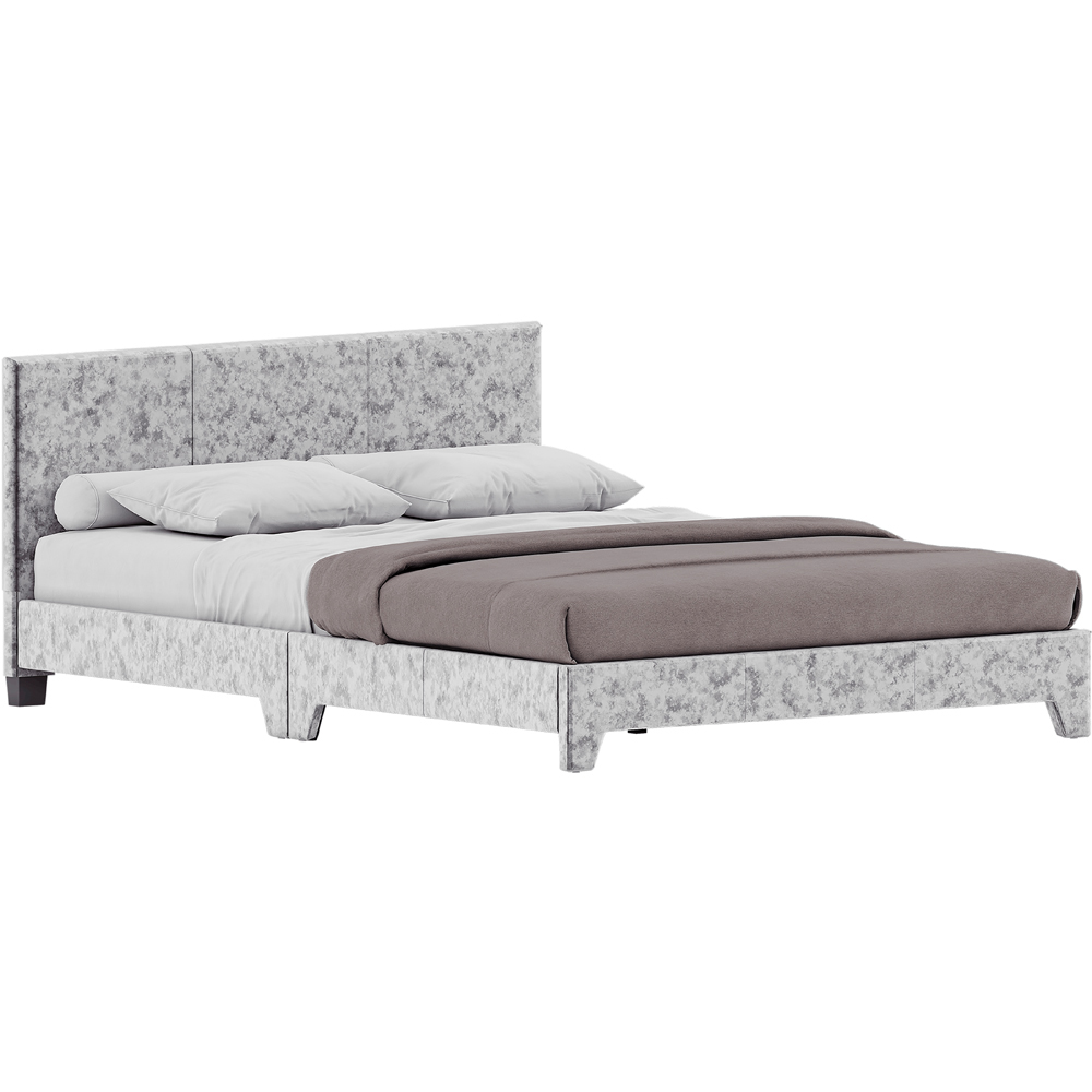 Vida Designs Victoria Double Silver Velvet Bed Frame Image 2
