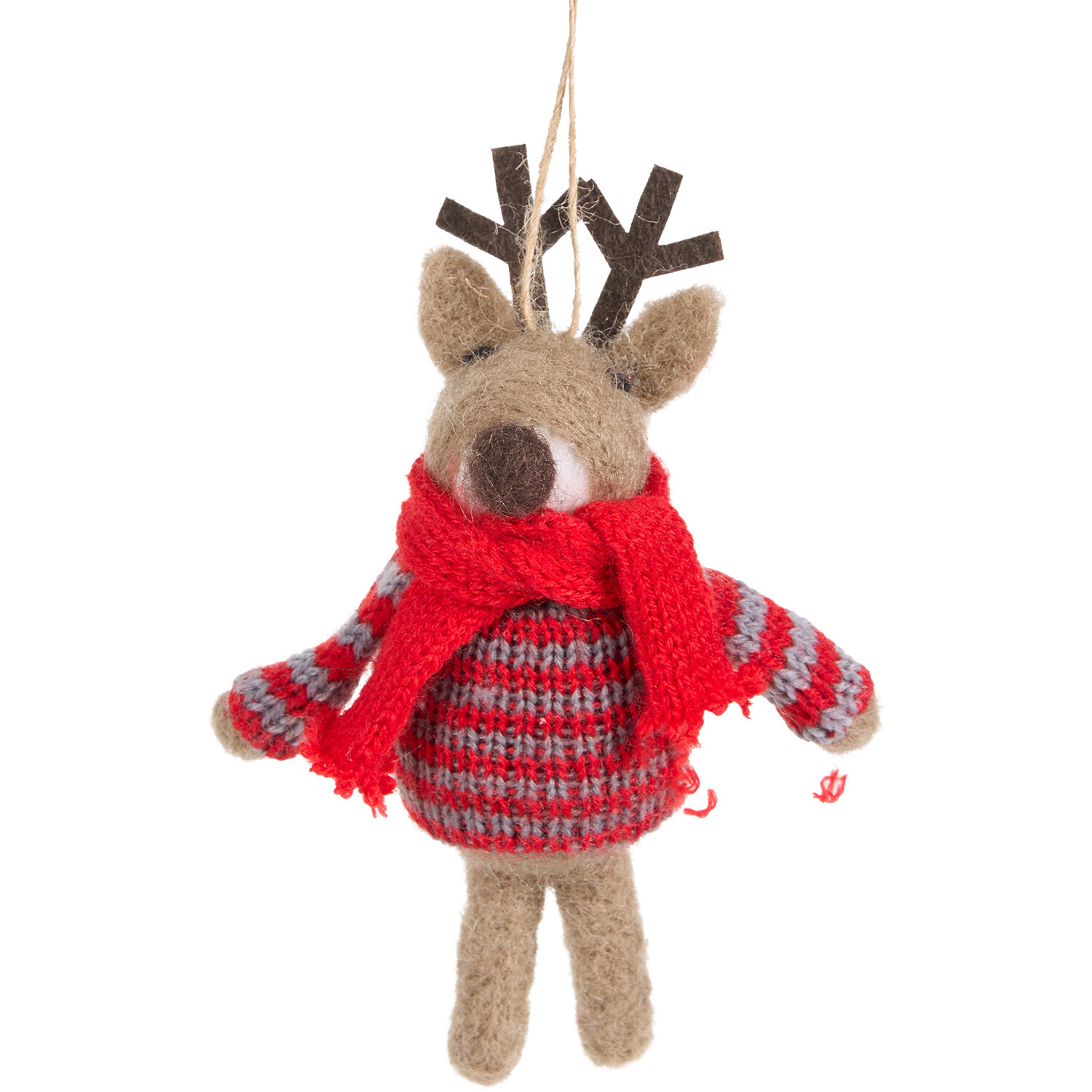 Hanging Knitted Reindeer Red and Brown Image 2