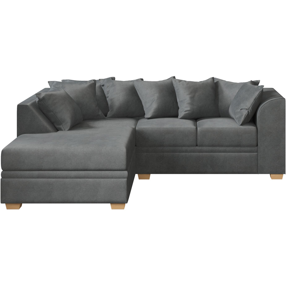 Modo 3 Seater Steel Plush Velvet Left Hand Scatter Back L-Shape Corner Sofa Image 3