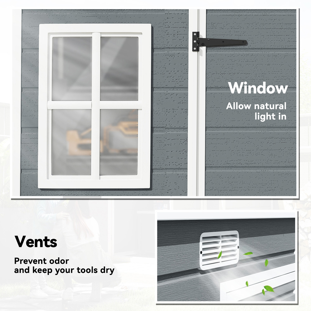 Outsunny 10 x 6ft Grey Pent Garden Shed with Built-In Floor Image 4