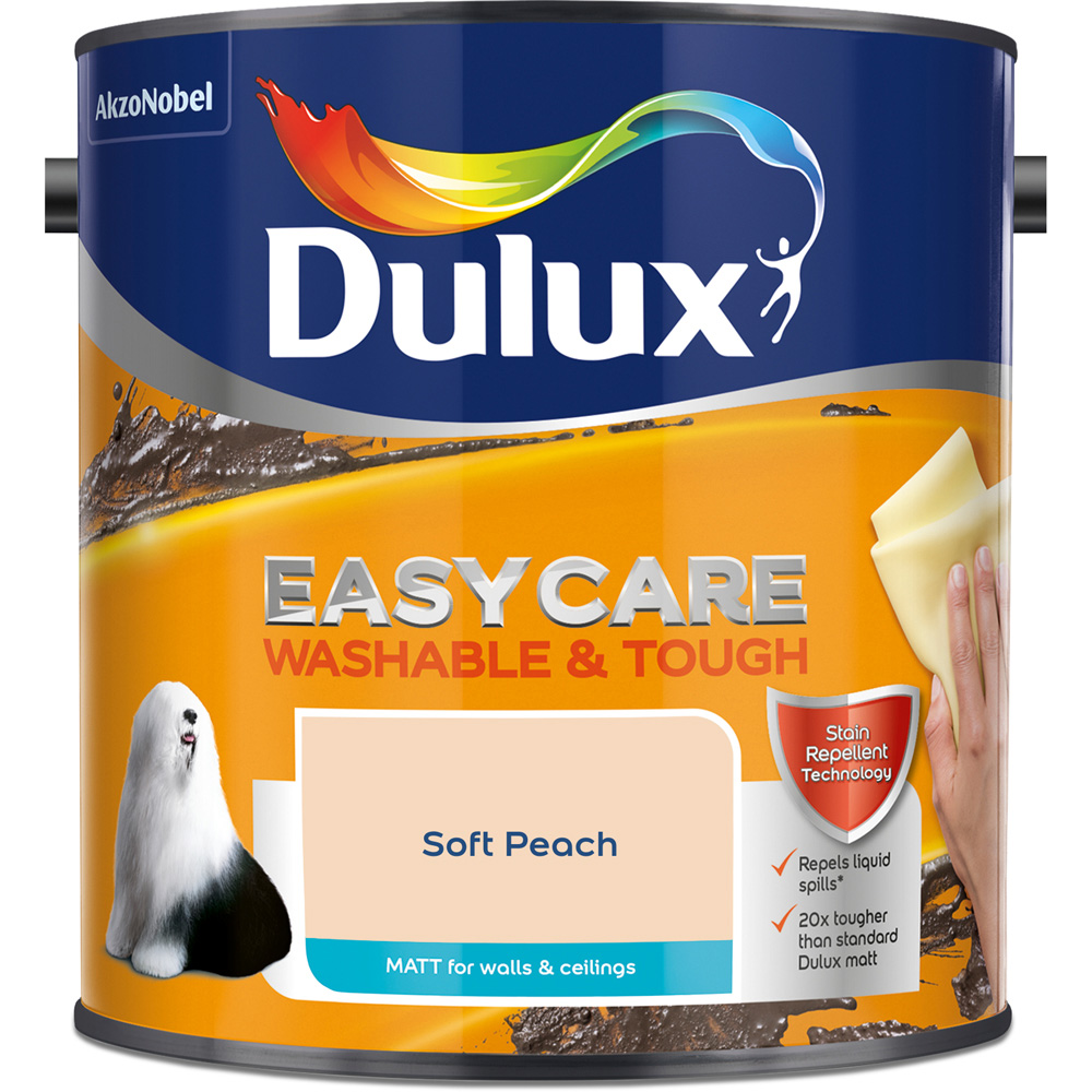 Dulux Easycare Soft Peach Washable and Tough Matt Emulsion Paint 2.5L Image 2