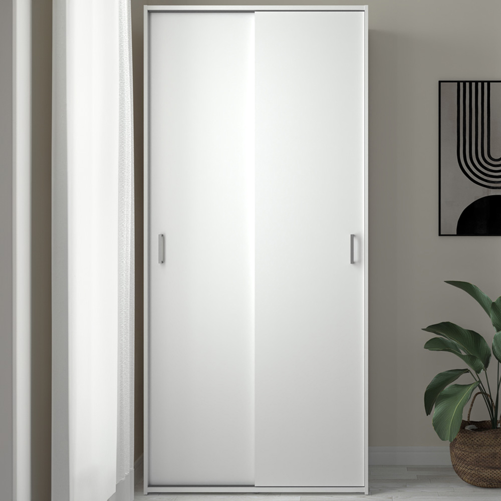 Florence Space 2 Door White Sliding Wardrobe Image 1