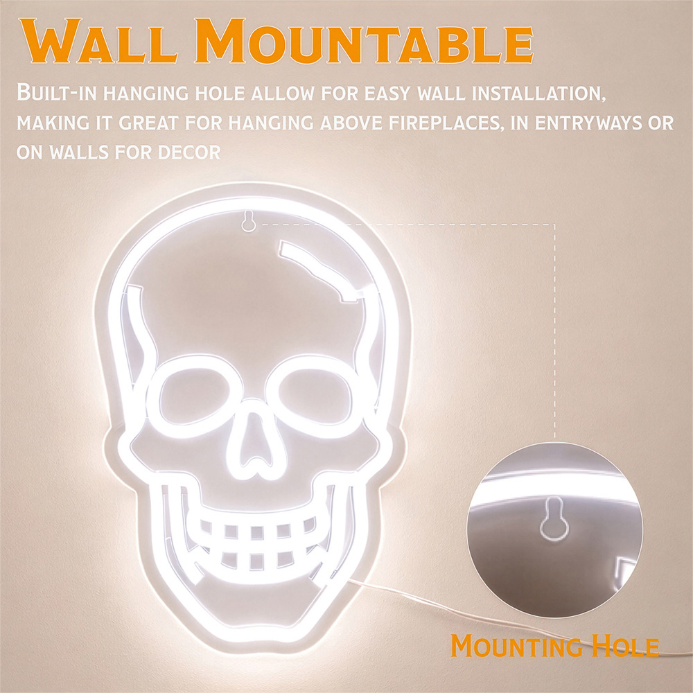 FXLab Skull Silhouette Neon Light Halloween Decoration 33.1 x 1.5 x 22.6cm Image 4