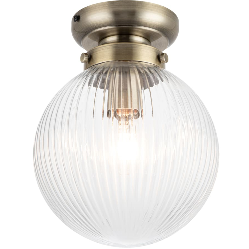 Cosylyte Finley Brushed Brass Ribbed Glass Ceiling Light Image 3