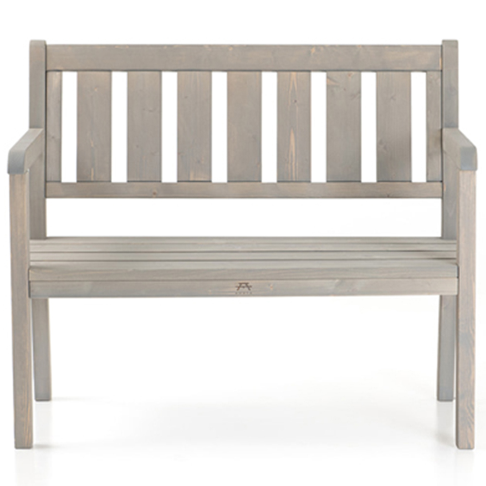 AMATA Ungurs 2 Seater Grey Wooden Straight Garden Bench Image 3