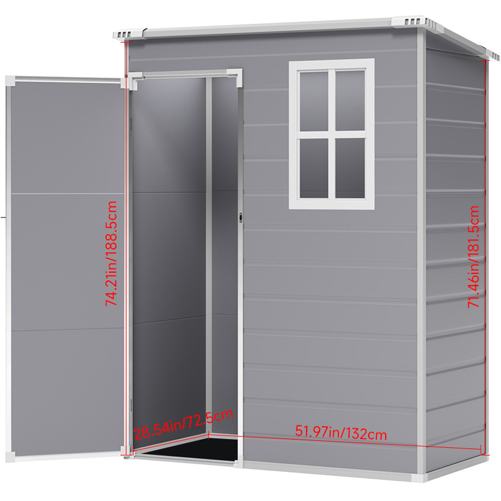 Living and Home 5 x 3ft Grey Waterproof Outdoor Storage Shed Image 9