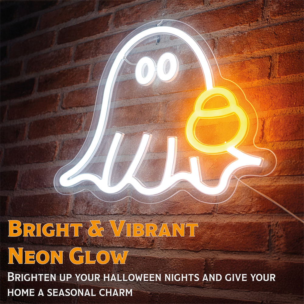 FXLab Ghost Silhouette Neon Light Indoor Halloween Decoration 33 x 28cm Image 3